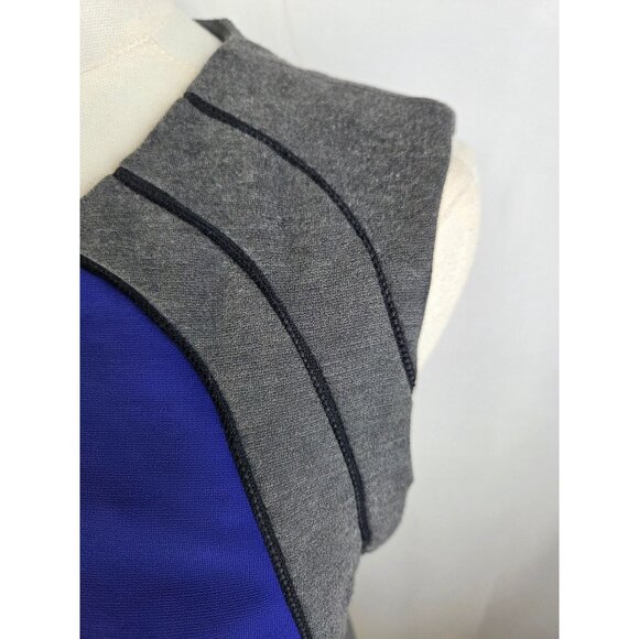 Diane Von Furstenberg Hallie Colorblock Knit Sheath Dress Sz 4 Blue Gray Office - Picture 7 of 12